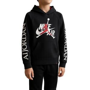 Nike Air Jordan Youth Large Hoodie – Black/Red – Graphic Logo & Sleeve Print